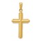 14K Gold Cross With Striped Border Pendant Charm Jewelry 34 x 17mm